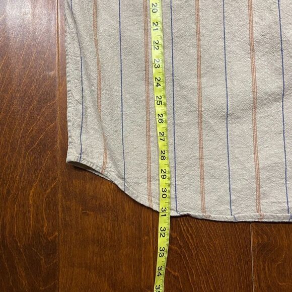 Fieldmaster Vintage Outdoors Linen Blend Button Front Shirt Tan Blue Men's LT - Picture 8 of 8